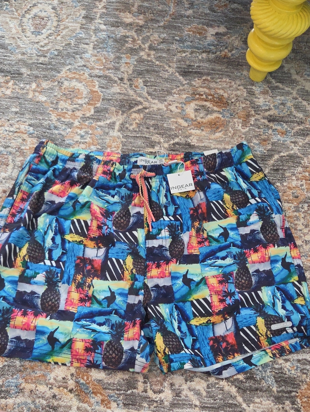INGEAR Men’s Multicolor Tropical Pineapple Swim Trunks
